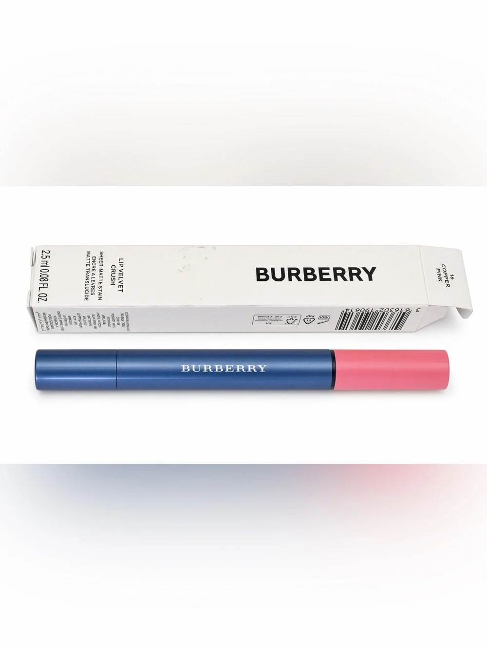 Burberry Lip Velvet Crush 16 Copper Pink Sheer-Matte Cushion Stain 2.5ml